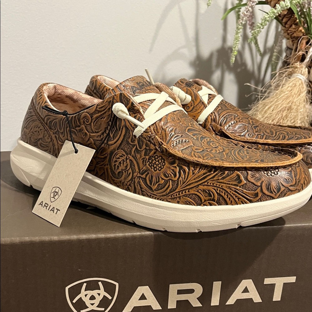 Ariat Women’s Floral Embossed Tan Loafers